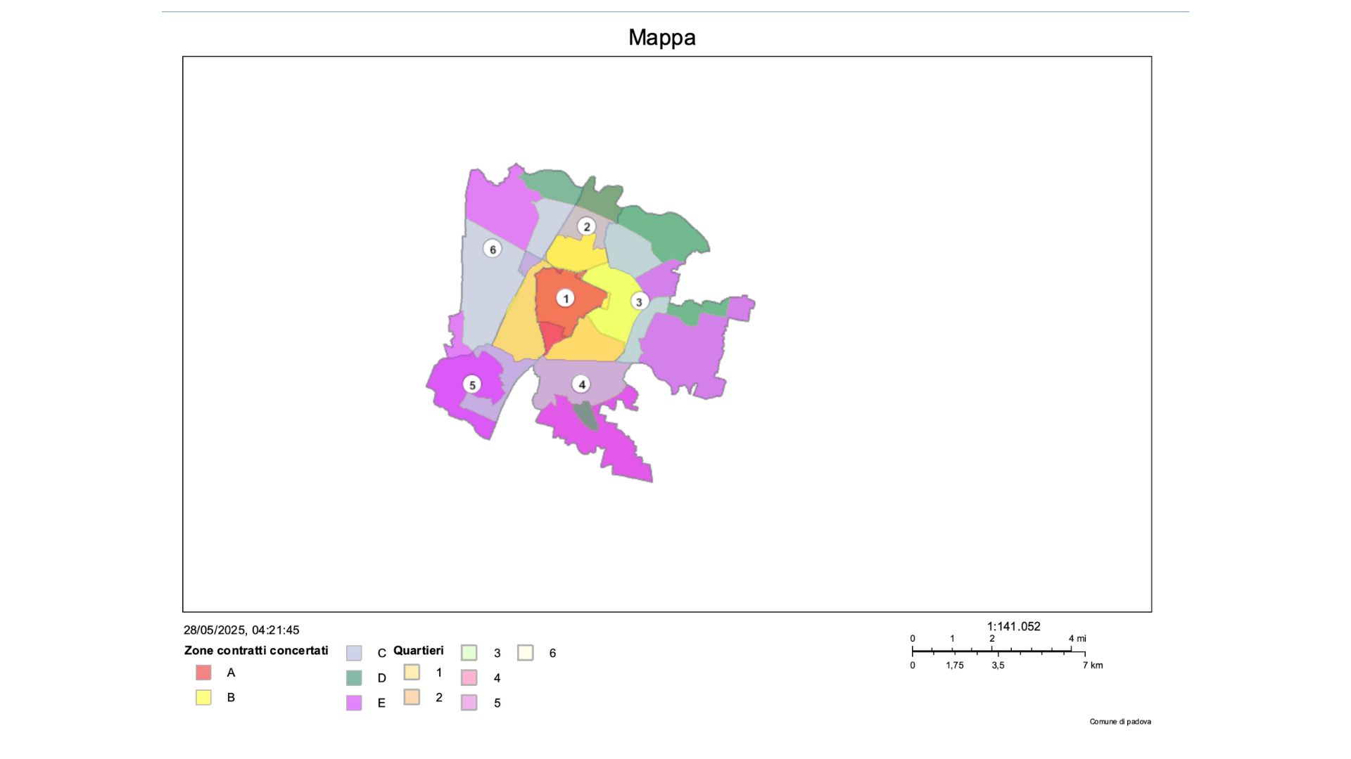 Mappa Zone Affitto Padova - Legenda